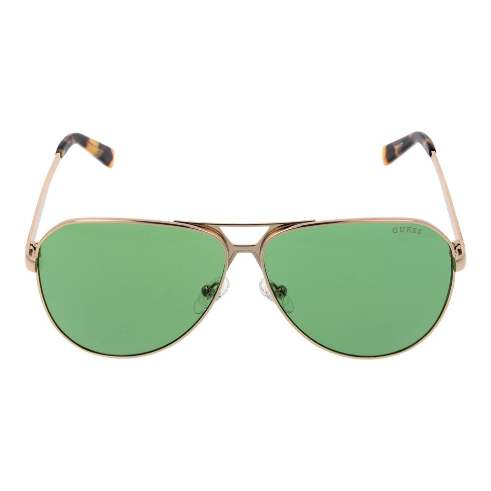 Guess Men’s Sunglasses – Gold Aviator Frame, Green Mirrored Lenses