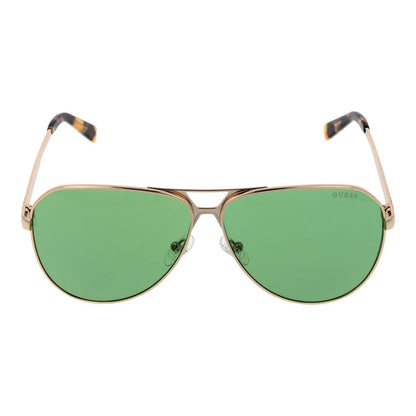 Guess Men’s Sunglasses – Gold Aviator Frame, Green Mirrored Lenses