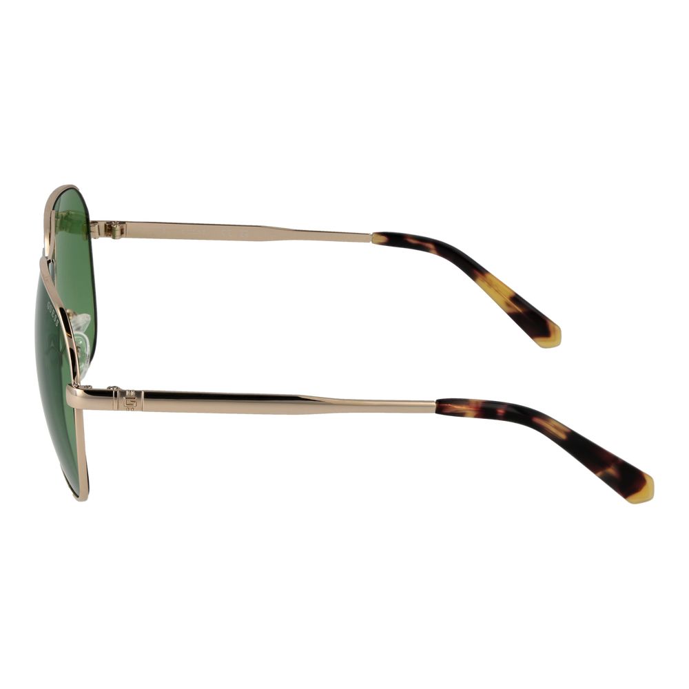 Guess Men’s Sunglasses – Gold Aviator Frame, Green Mirrored Lenses