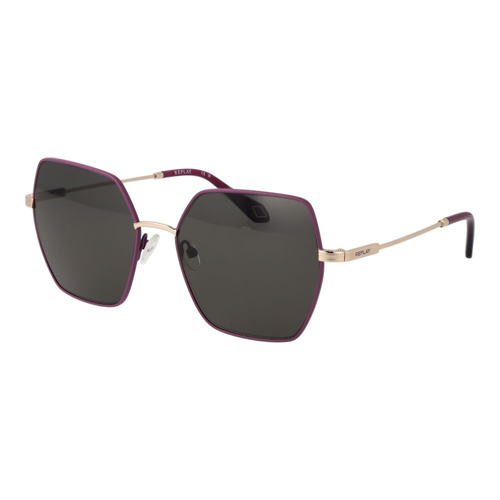Replay Women’s Sunglasses – Purple Rectangle Frame, Grey Lenses