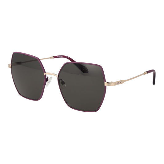 Replay Women’s Sunglasses – Purple Rectangle Frame, Grey Lenses