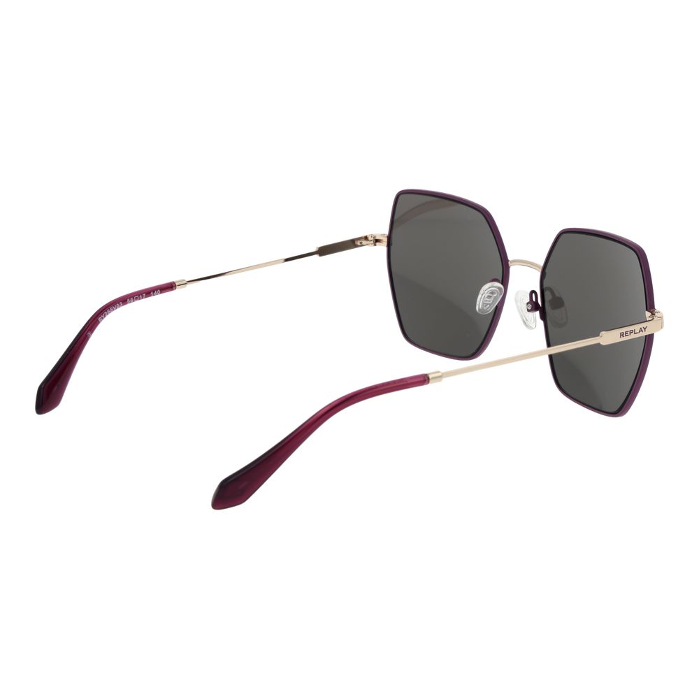 Replay Women’s Sunglasses – Purple Rectangle Frame, Grey Lenses
