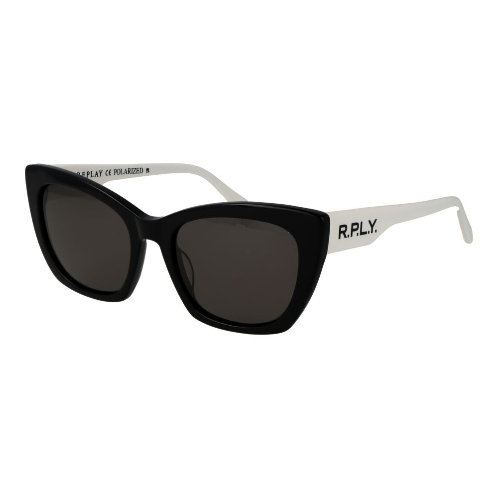 Replay Women’s Sunglasses – Black Cat Eye Frame, Grey Lenses