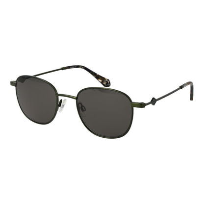 Replay Unisex Bicolor Metal Sunglasses – Green Frame, Grey Lenses