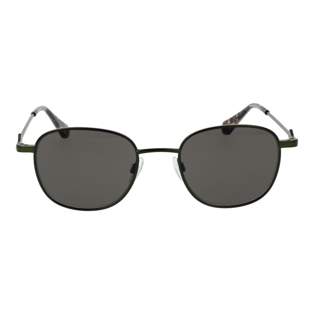 Replay Unisex Bicolor Metal Sunglasses – Green Frame, Grey Lenses
