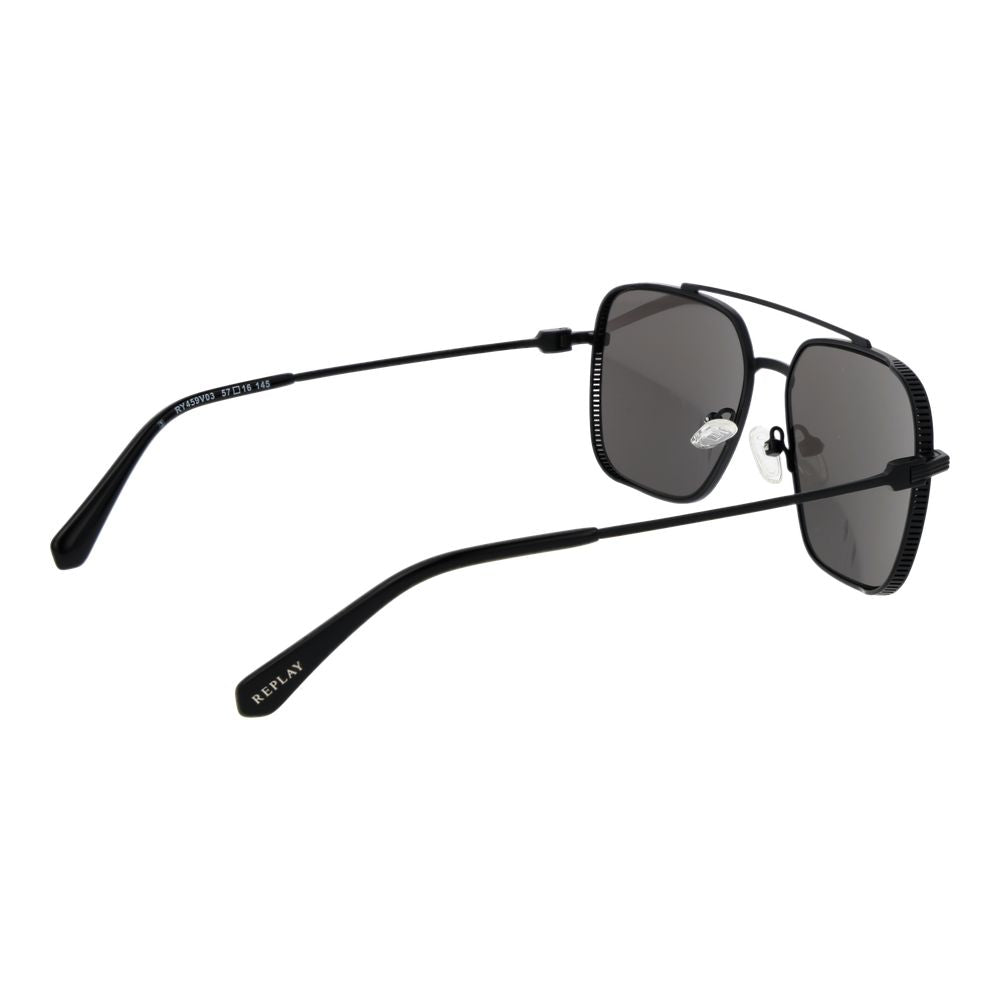 Replay Men’s Sunglasses – Black Aviator Frame, Grey Lenses