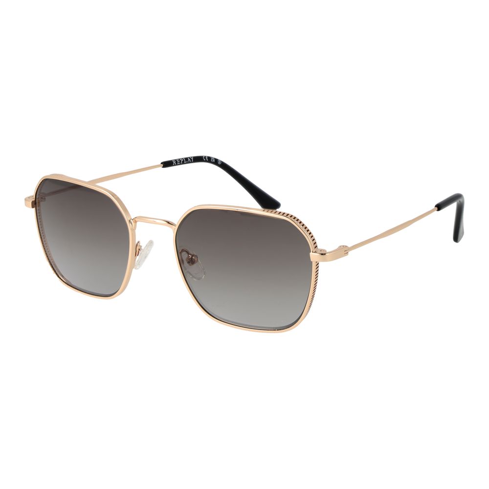Replay Unisex Sunglasses – Rose Gold Metal Frame, Grey Gradient Lenses