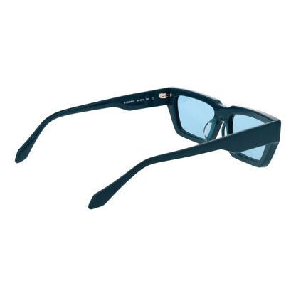 Replay Unisex Sunglasses – Turquoise Rectangle Frame, Green Lenses