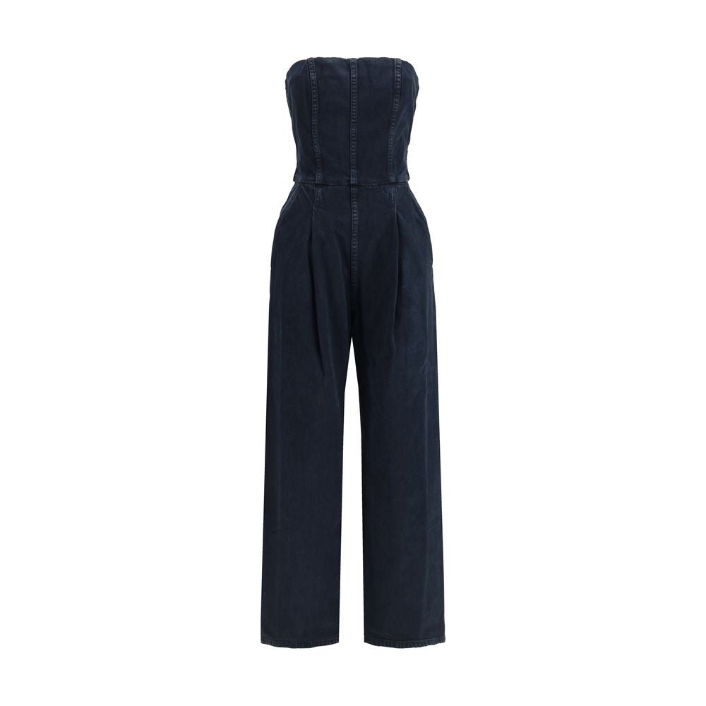 Agyness Jumpsuit by AGOLDE - Blue Cotton Denim