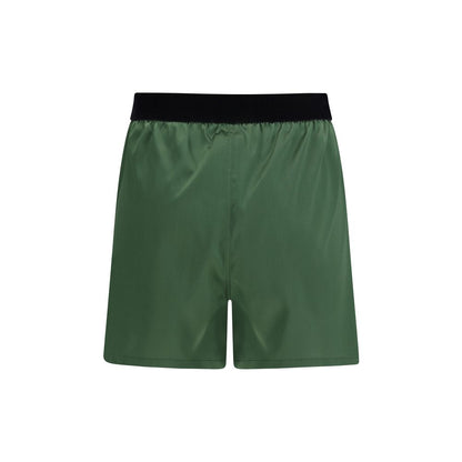 Tom Ford Green Silk Pyjama Shorts with Black Waistband