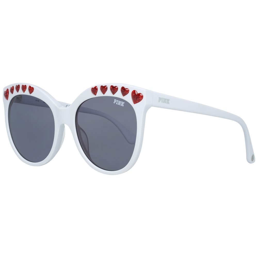 Victoria's Secret Women's Sunglasses – White Plastic Frame, Grey Lenses