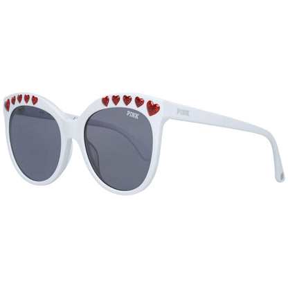 Victoria's Secret Women's Sunglasses – White Plastic Frame, Grey Lenses