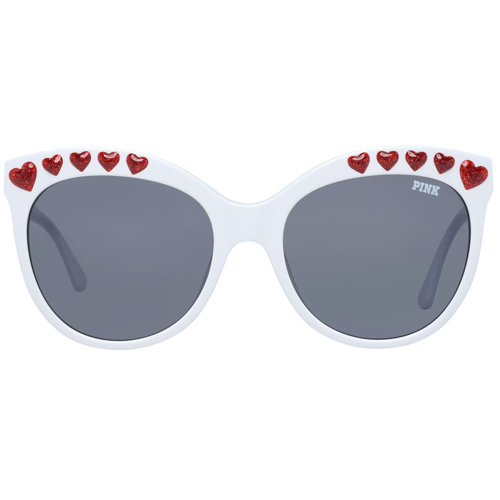 Victoria's Secret Women's Sunglasses – White Plastic Frame, Grey Lenses