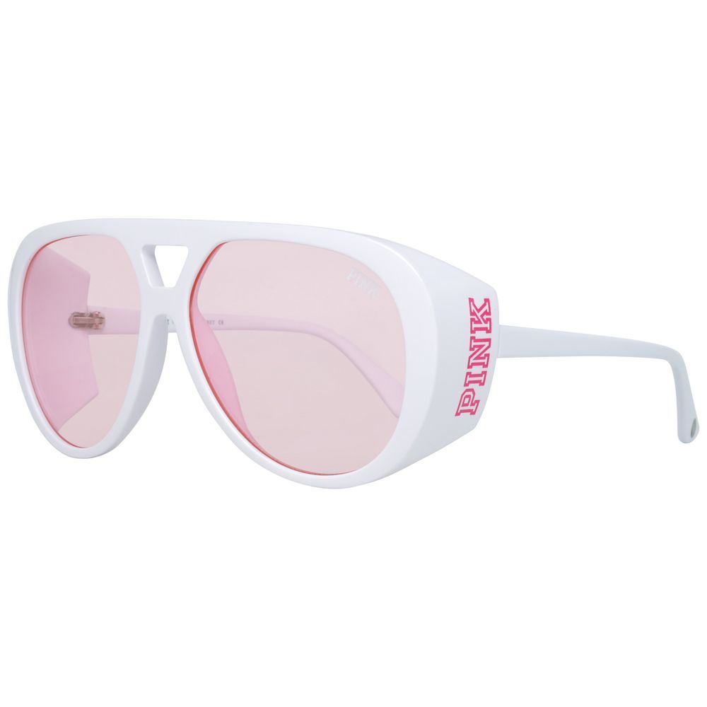 Victoria's Secret Women's Sunglasses – White Plastic Frame, Rose Lenses