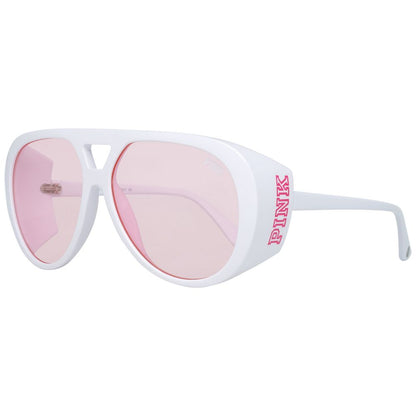 Victoria's Secret Women's Sunglasses – White Plastic Frame, Rose Lenses