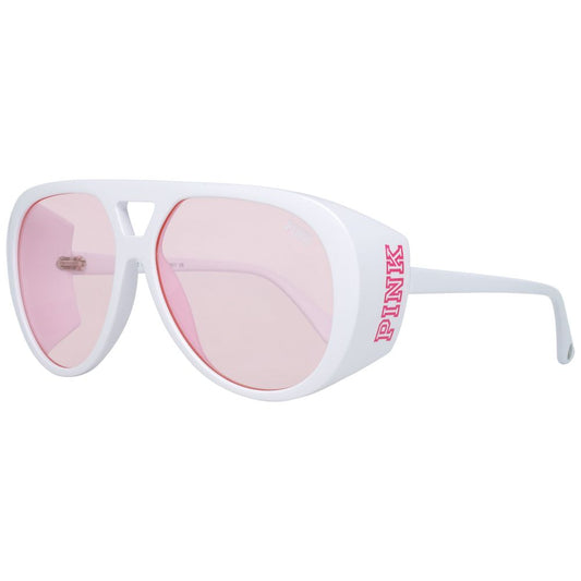 Victoria's Secret Women's Sunglasses – White Plastic Frame, Rose Lenses