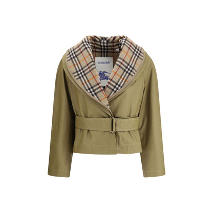 Burberry Cropped Cotton Jacket with Check Quilting