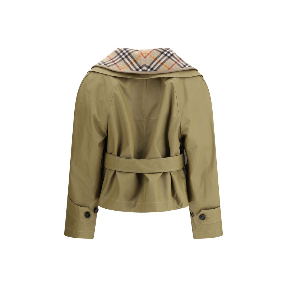 Burberry Cropped Cotton Jacket with Check Quilting