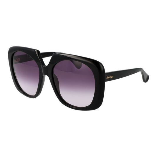 Max Mara Women’s Sunglasses – Black Round Frame, Purple Gradient Lenses