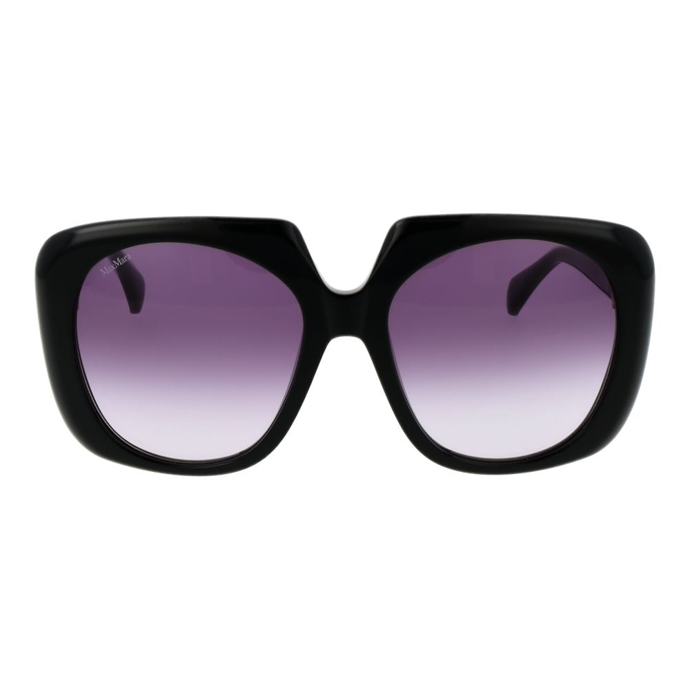 Max Mara Women’s Sunglasses – Black Round Frame, Purple Gradient Lenses