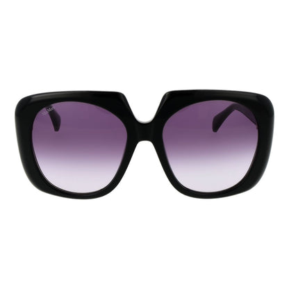 Max Mara Women’s Sunglasses – Black Round Frame, Purple Gradient Lenses