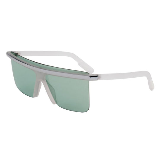 Kenzo Unisex Sunglasses – White/Silver Frame, Green Lenses