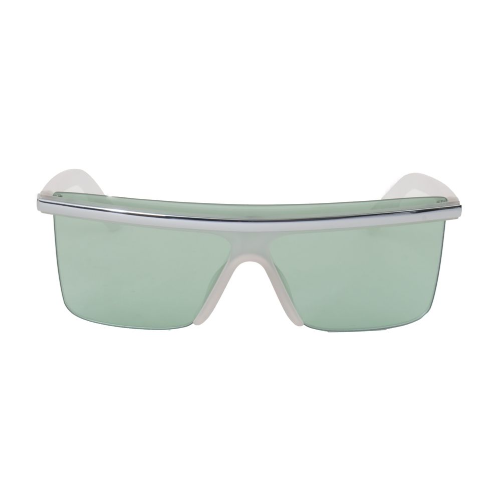 Kenzo Unisex Sunglasses – White/Silver Frame, Green Lenses