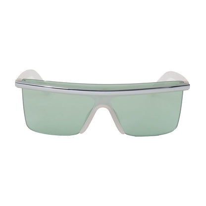 Kenzo Unisex Sunglasses – White/Silver Frame, Green Lenses