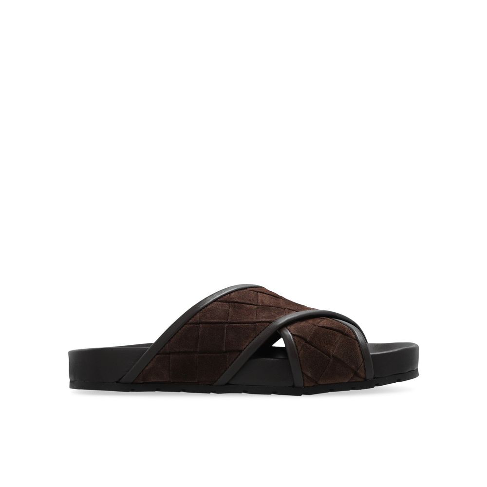 Bottega Veneta Brown Lamb Leather Flat Sandals for Men