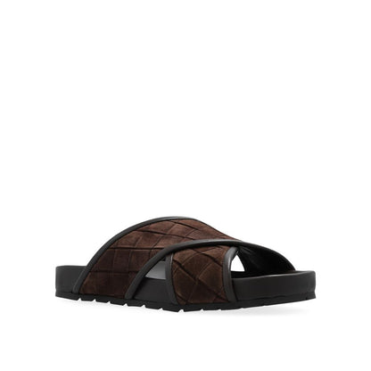 Bottega Veneta Brown Lamb Leather Flat Sandals for Men