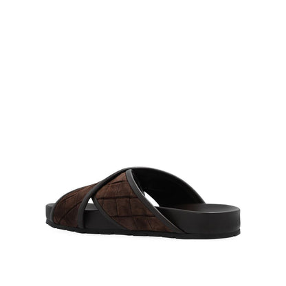 Bottega Veneta Brown Lamb Leather Flat Sandals for Men