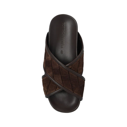 Bottega Veneta Brown Lamb Leather Flat Sandals for Men