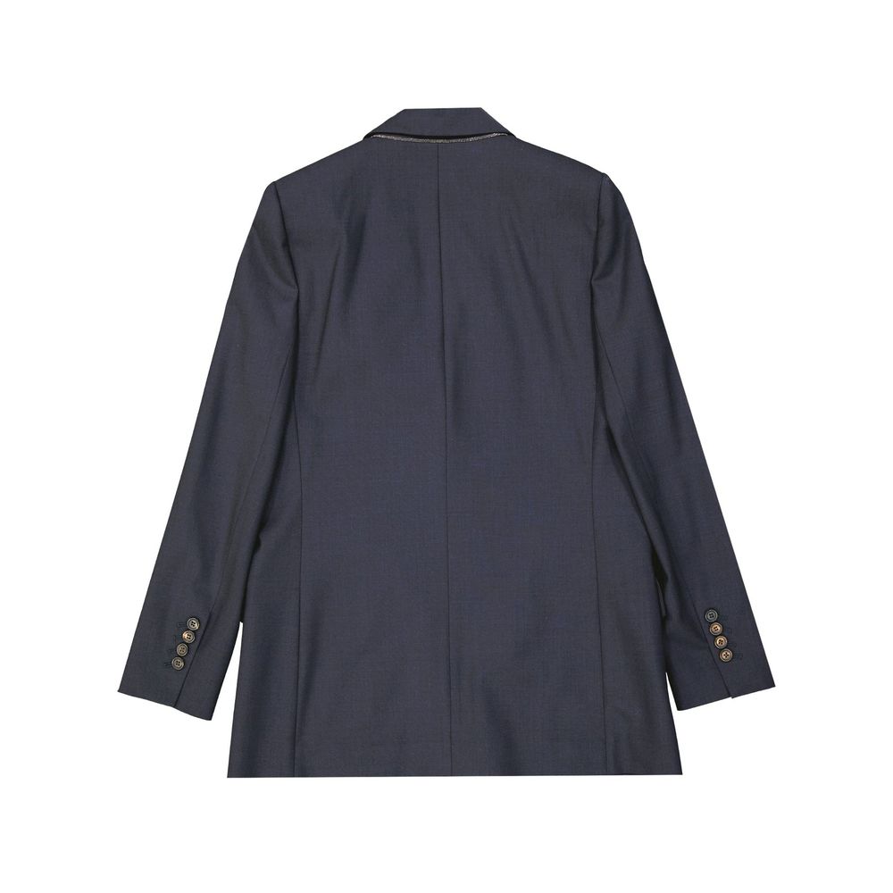 Brunello Cucinelli Blue Virgin Wool Jackets And Coat