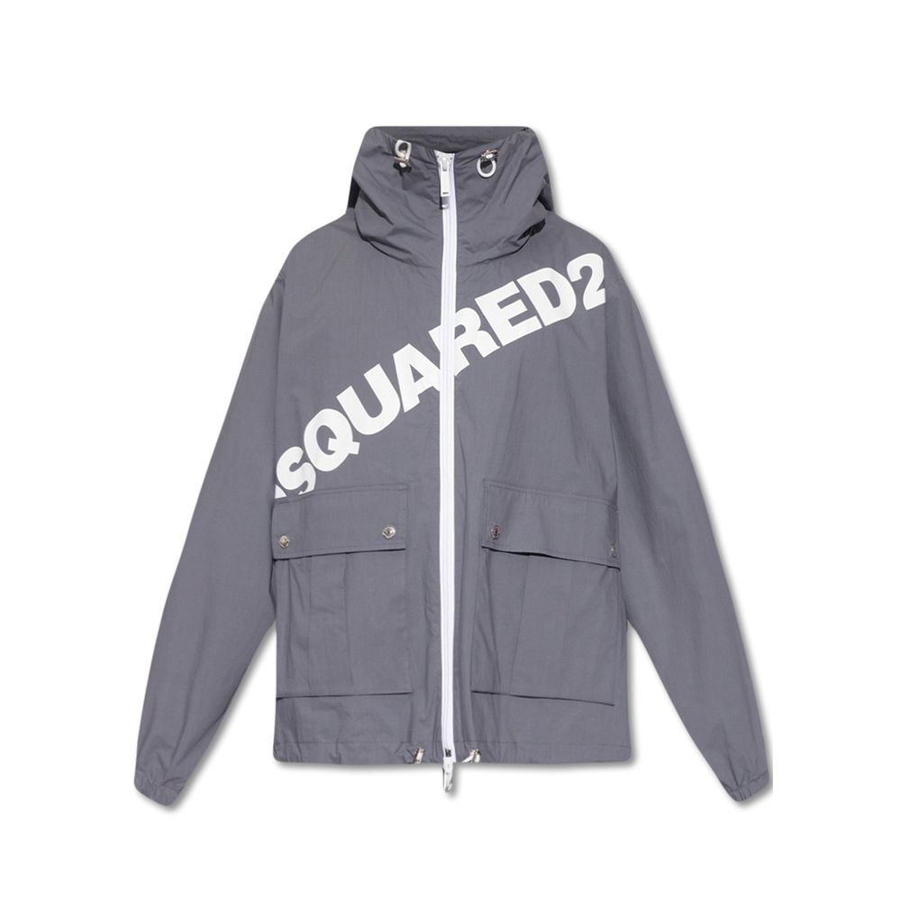 Dsquared2 Gray Cotton Shell Jacket