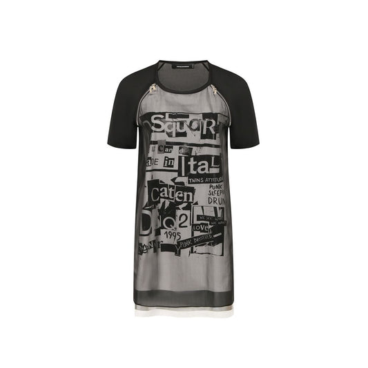 Dsquared2 Black Silk Casual Dress – Bold Elegance Unleashed