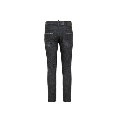 Dsquared² Black Cotton Slim Fit Jeans - Bold and Edgy Style