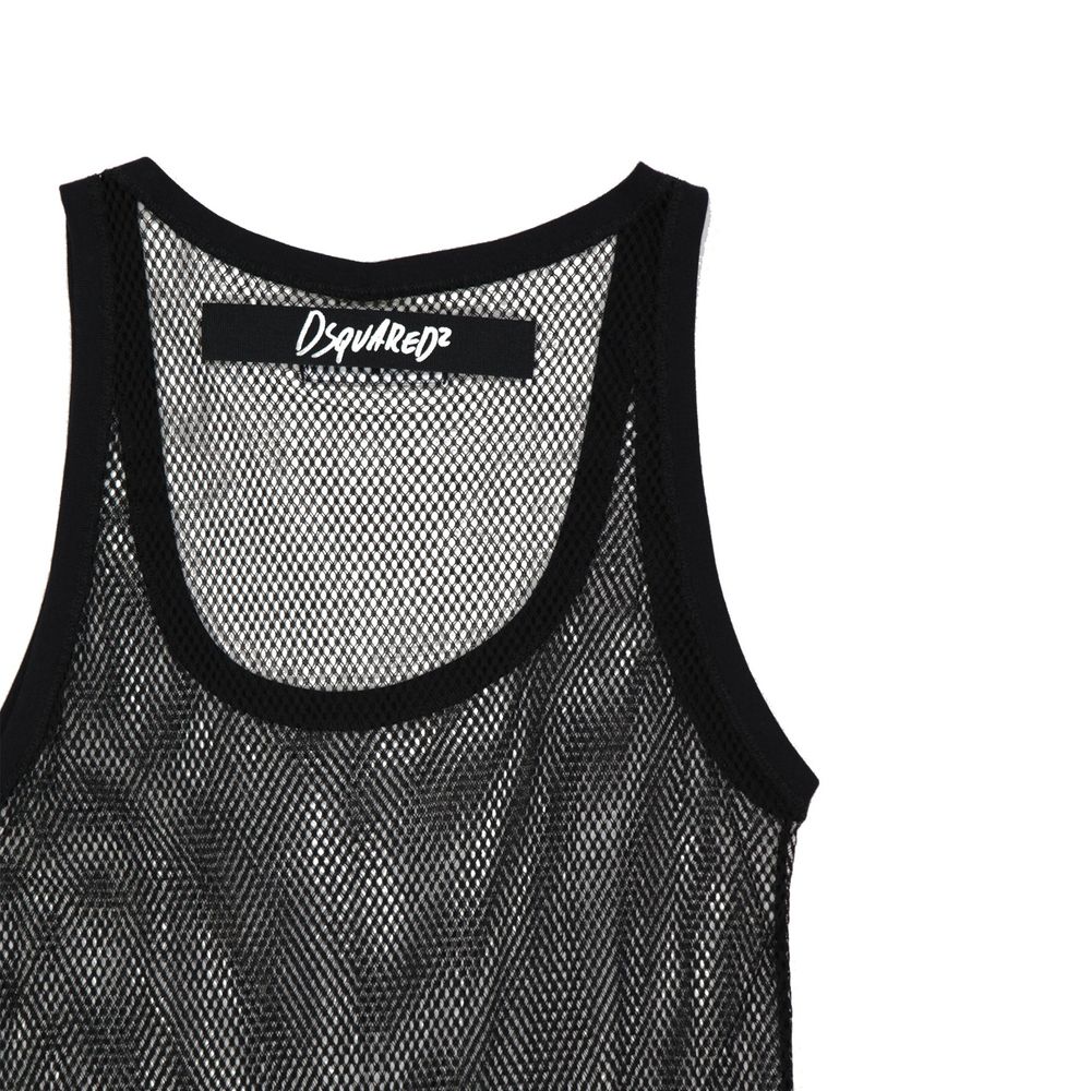 Dsquared2 Black Cotton Tank Top: Bold Elegance Redefined