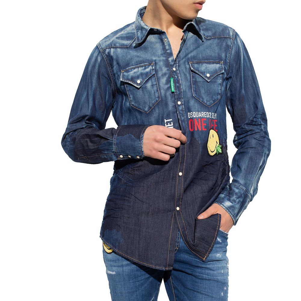 Dsquared2 Blue Denim Shirt: A Stylish Statement Piece for Men