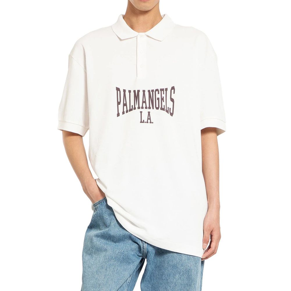 Palm Angels White Cotton Polo Shirt - Elevate Your Street Style