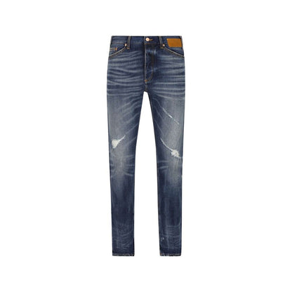 Palm Angels Blue Cotton Straight-Leg Jeans - Urban Luxury Redefined