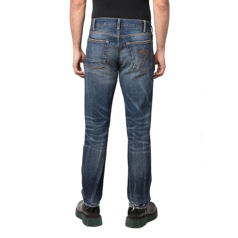 Palm Angels Blue Cotton Straight-Leg Jeans - Urban Luxury Redefined