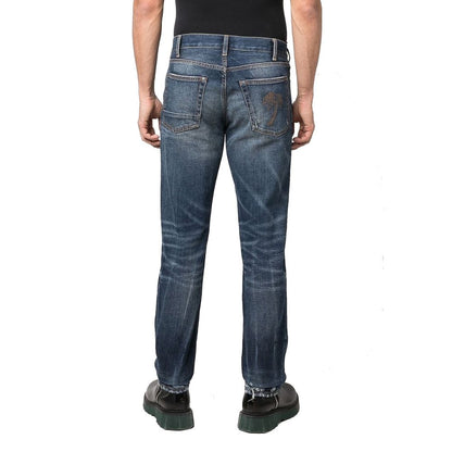 Palm Angels Blue Cotton Straight-Leg Jeans - Urban Luxury Redefined