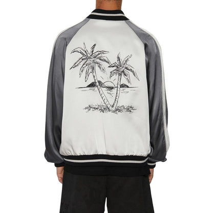 Palm Angels Gray Acetate Bomber Jacket