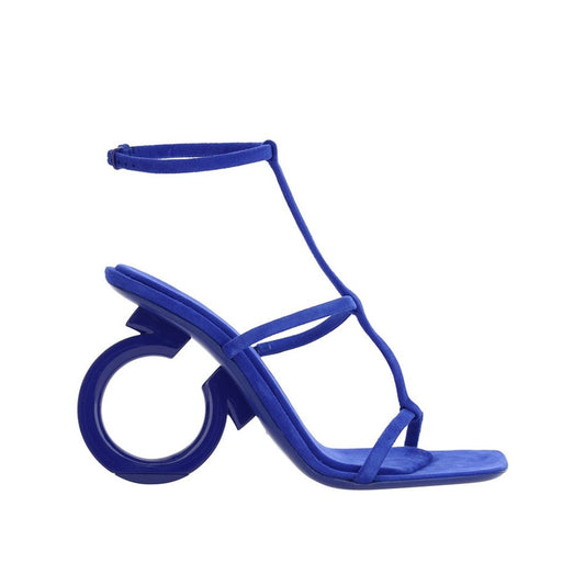 Salvatore Ferragamo Blue Calfskin Strap-On Sandals