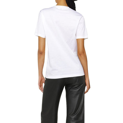 Salvatore Ferragamo White Cotton T-Shirt with Floral Embroidery