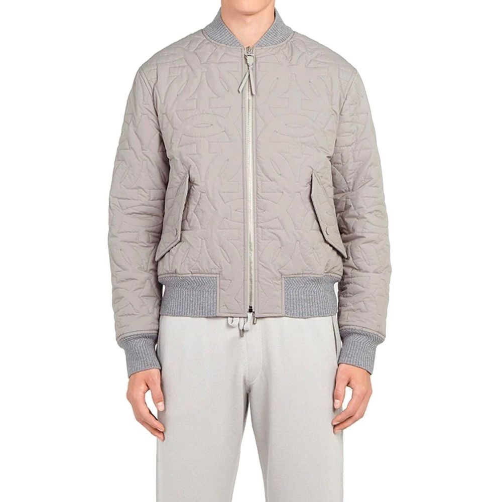 Salvatore Ferragamo Gray Polyester Bomber Jacket
