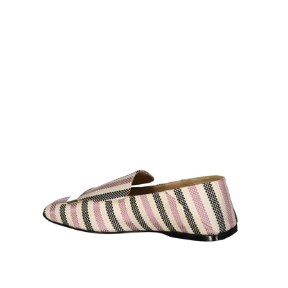 Sergio Rossi White Fabric Slip-On Loafers for Women
