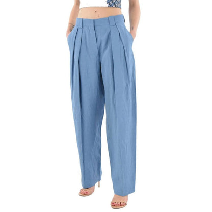 Stella McCartney High-Waist Tailored Trousers in Mineral Blue
