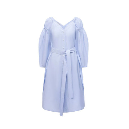 Stella McCartney Light Blue Cotton Puff Sleeves Casual Dress