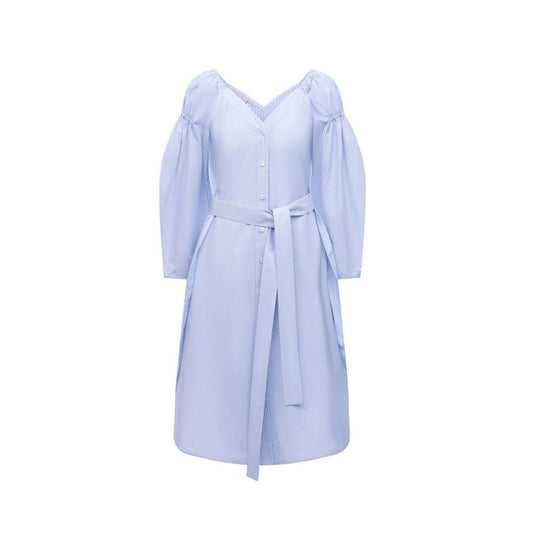 Stella McCartney Light Blue Cotton Puff Sleeves Casual Dress